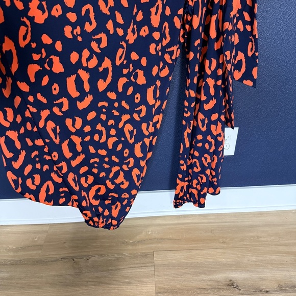 Ashley Stewart NWT Orange/Navy Leopard Print Rounded Neck Jumpsuit | Size 22/24 - Picture 3 of 6